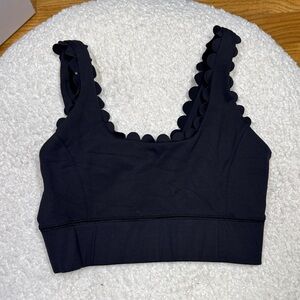 Elegant Black Scalloped Crop Top
